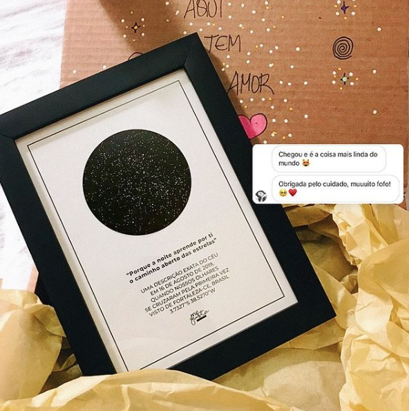 Quadro personalizado - Escrito nas estrelas com fundo branco e qr code do Spotify