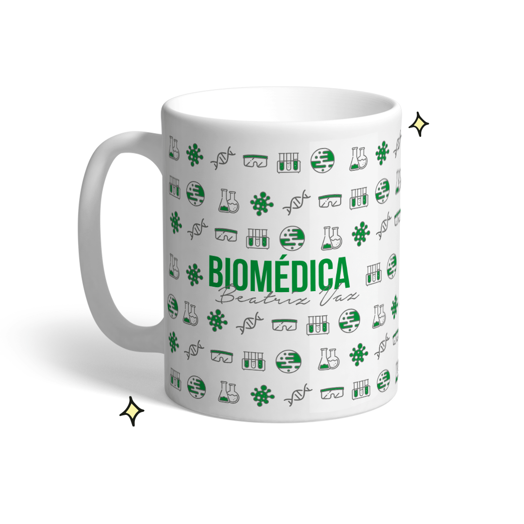 Caneca personalizada de profissão - Biomédica - Me Gusta Presentes