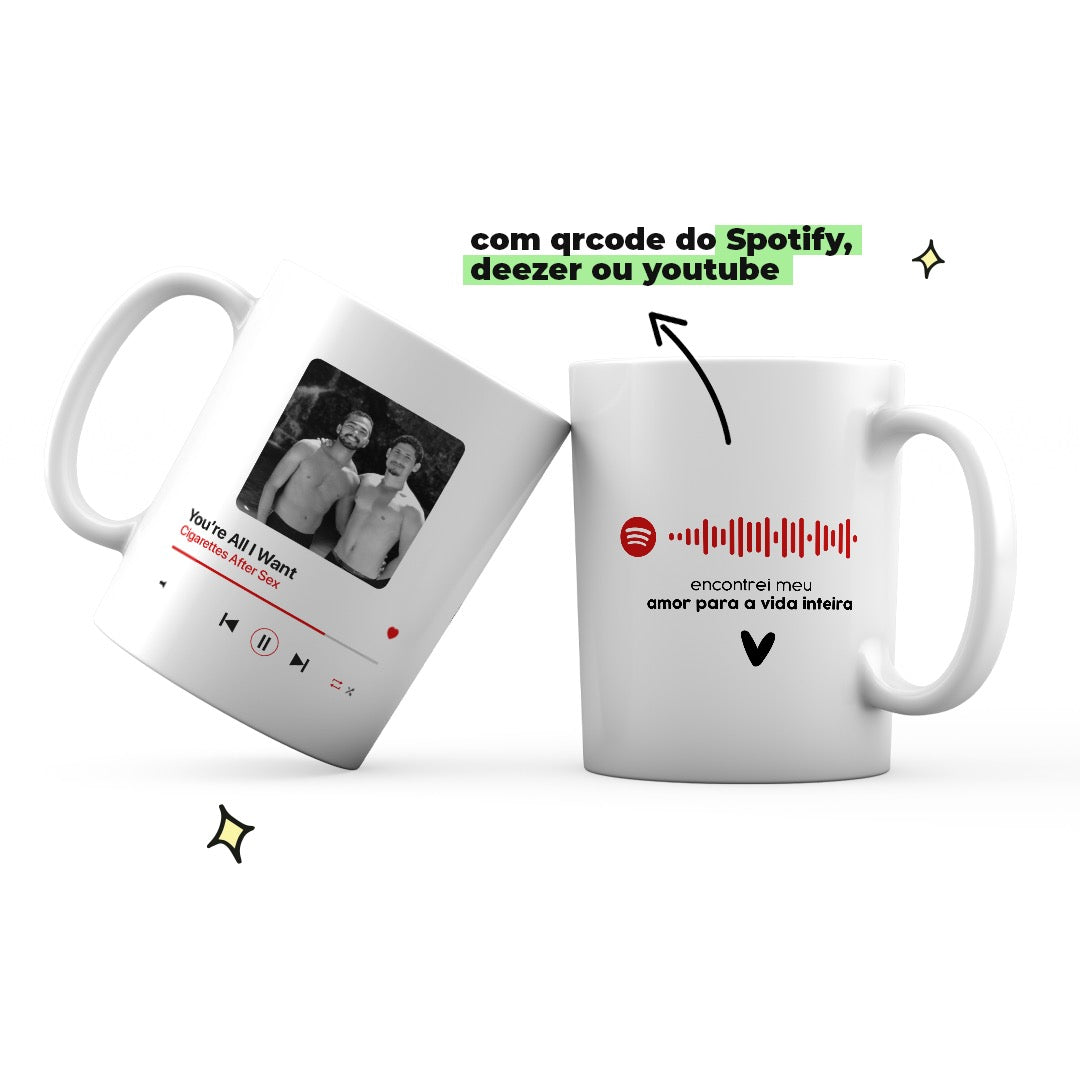 Caneca personalizada - nossa música com qr code