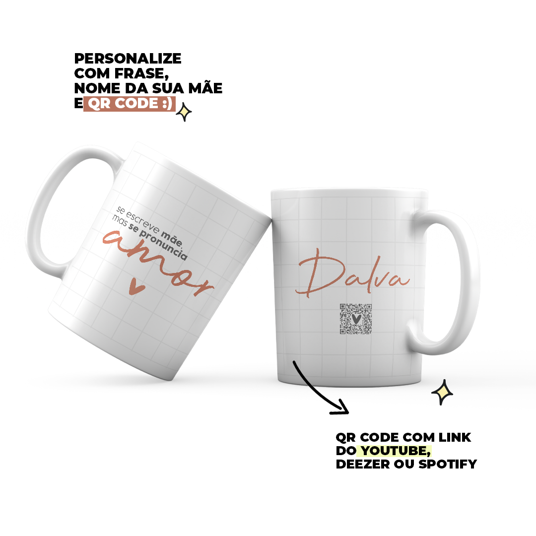 Caneca Personalizada para Mãe/vó -Amor com QR Code