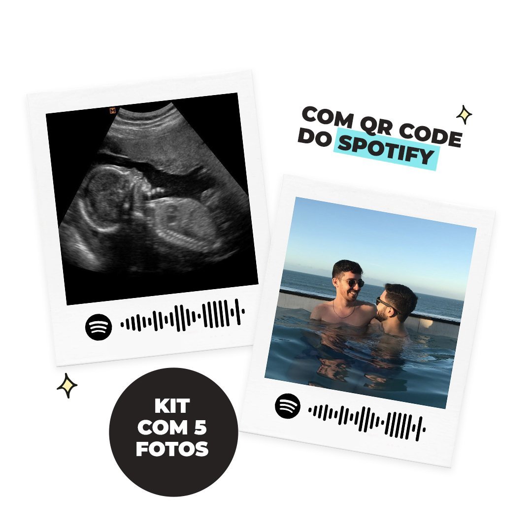 Pack com 05 fotos polaroid com qr code spotify - Me Gusta Presentes