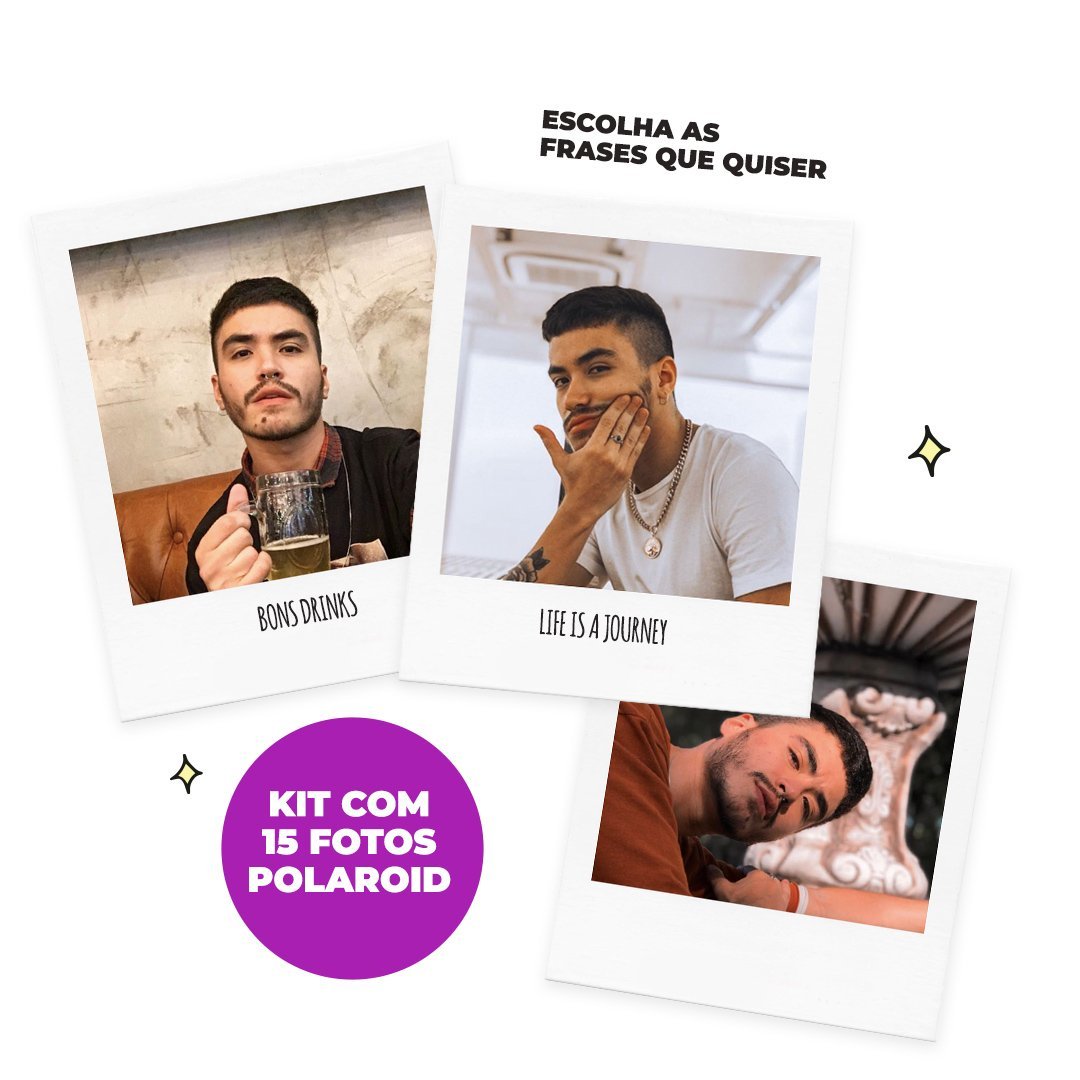 Pack com 15 fotos polaroid - Me Gusta Presentes