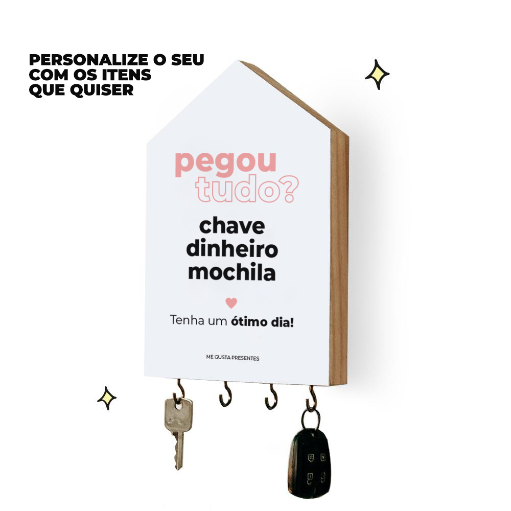 Porta-chaves Personalizado com frase itens para não esquecer