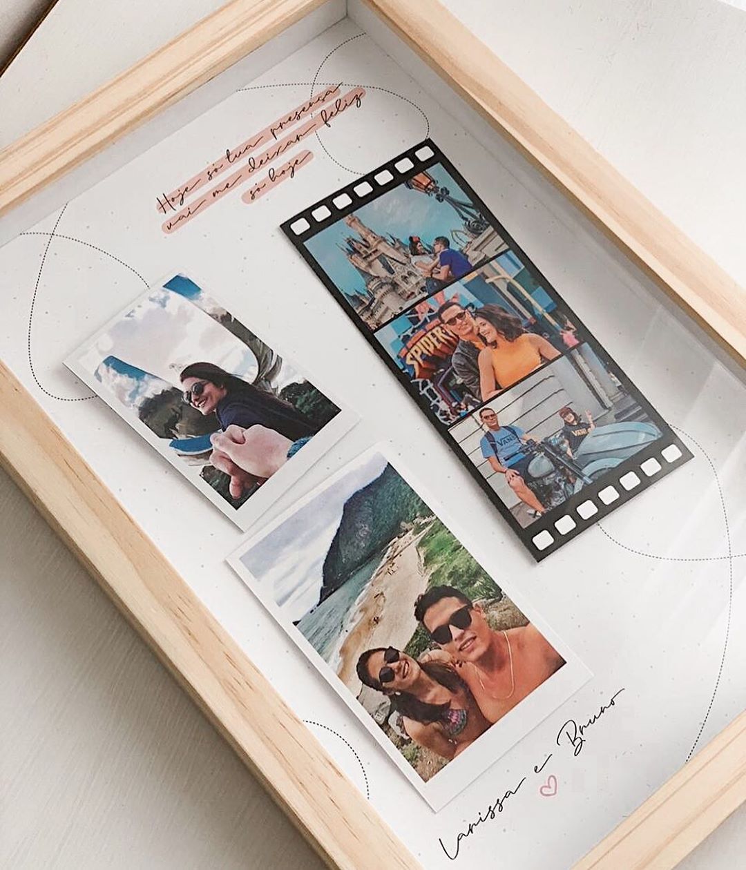 Quadro caixa personalizado - Momentos em Polaroid - Me Gusta Presentes