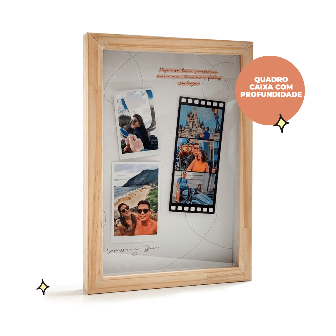 Quadro caixa personalizado - Momentos em Polaroid - Me Gusta Presentes