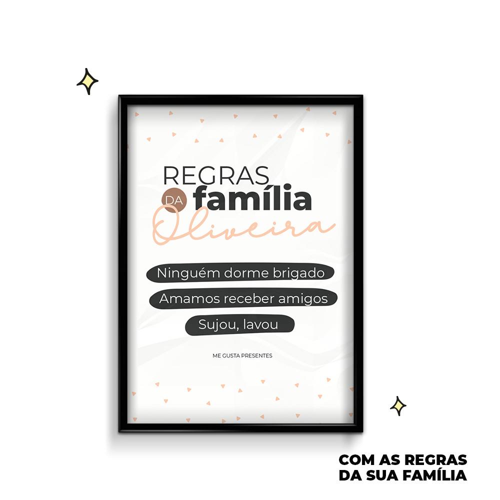 Quadro personalizado com regras da família - Me Gusta Presentes