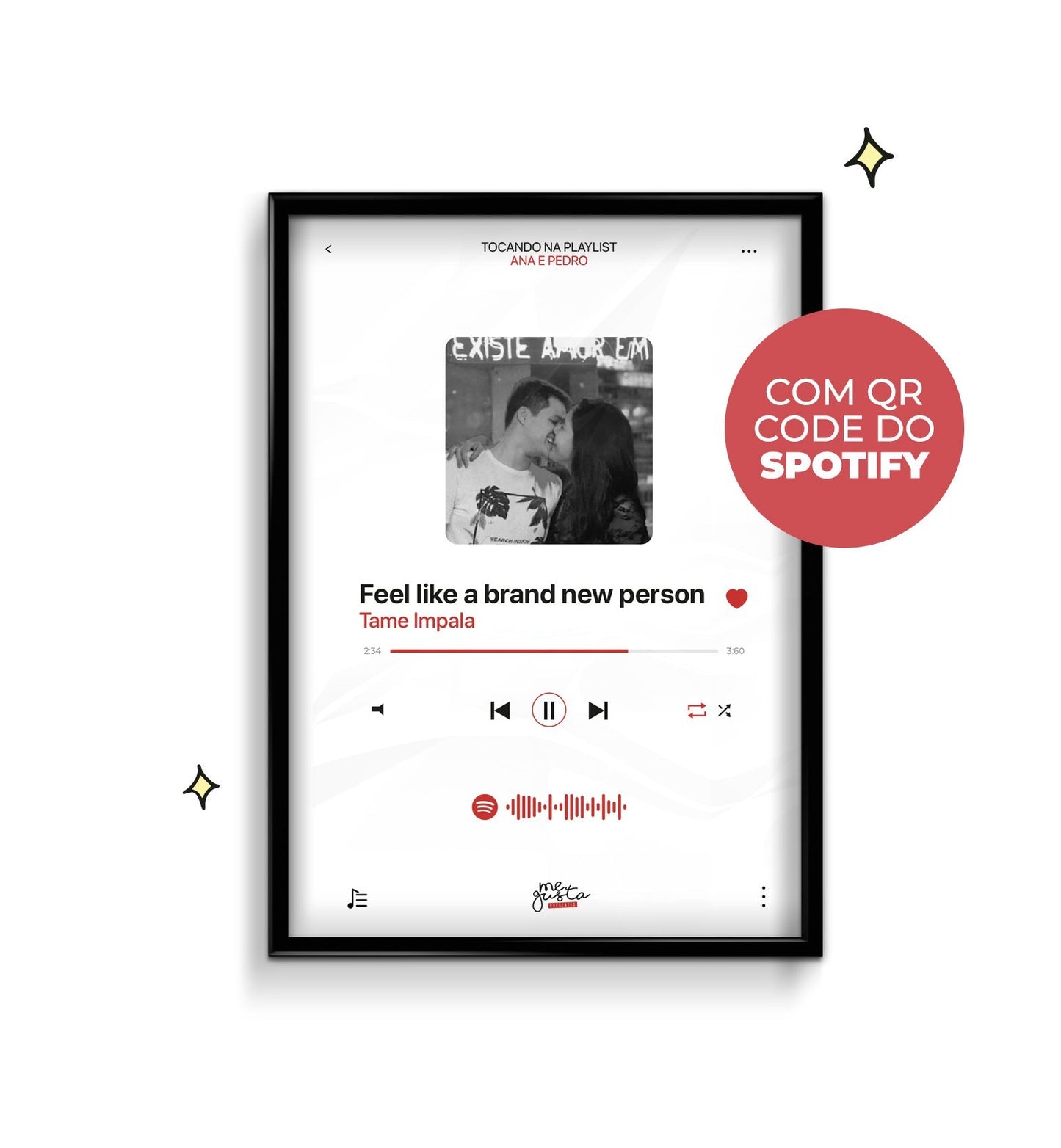 Quadro personalizado - “Nossa música” com QR CODE do Spotify - Me Gusta Presentes