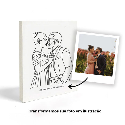 Fotomemória de mesa personalizada com ilustração