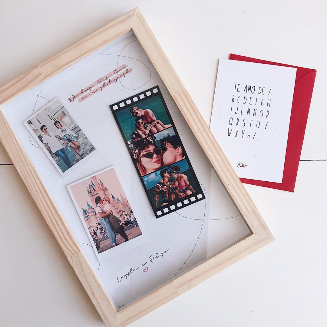 Quadro caixa personalizado - Momentos em Polaroid - Me Gusta Presentes